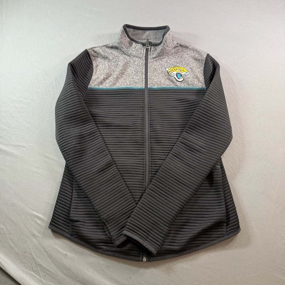 Jacksonville Jaguars NFL Women’s Full Zip Moto Jacket Black Gray Small